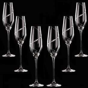 New Pen Champagneglas med Swarovski krystaller - 6 stk.