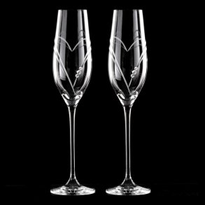 Two Hearts Champagneglas med Swarovski krystaller - 2 stk.