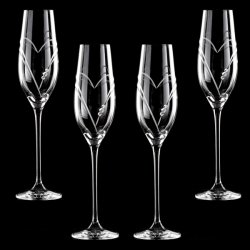 Two Hearts Champagneglas med Swarovski krystaller - 4 stk. 
