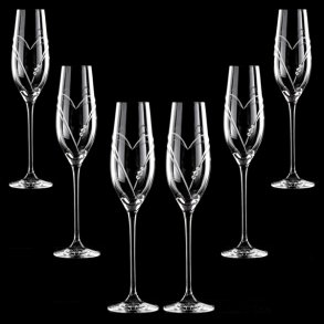 Two Hearts Champagneglas med Swarovski krystaller - 6 stk. 