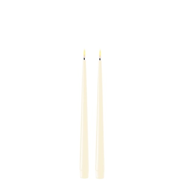 Cream LED stearinlys - 2 stk. lak lys p 28 cm