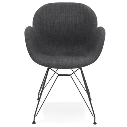 EQUIUM - stol med grt stof og sorte ben