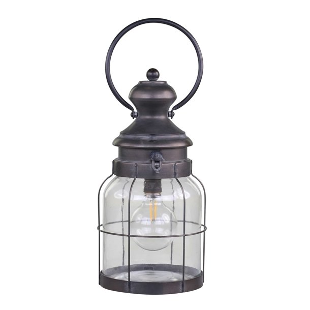 Fransk LED staldlanterne med gitter og timer - 36,5 cm