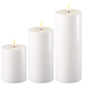 Hvide LED bloklys - Ø: 7,5 x 15 cm