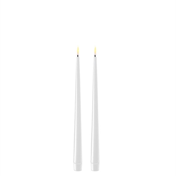Hvide LED stearinlys - 2 stk. lak lys p 28 cm