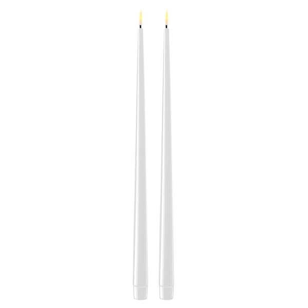 Hvide LED stearinlys - 2 stk. lak lys p 38 cm