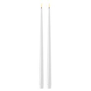 Hvide LED stearinlys - 2 stk. lak lys på 38 cm