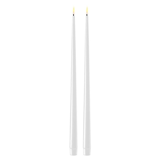 Hvide LED stearinlys - 2 stk. lak lys p 38 cm