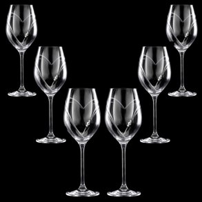 Two Hearts Hvidvinsglas med Swarovski krystaller - 6 stk. 