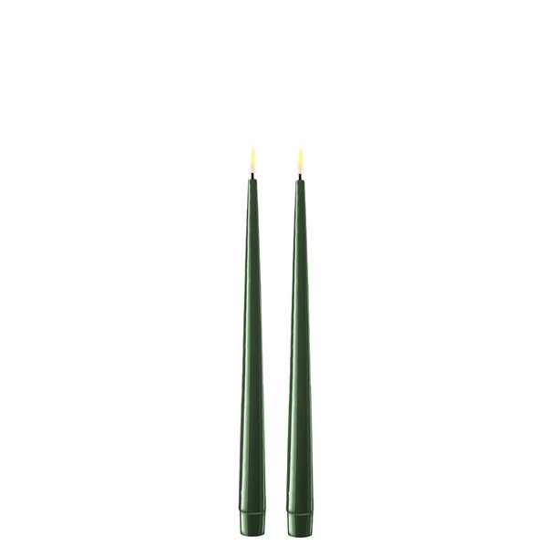 Mrk grnne LED stearinlys - 2 stk. lak lys p 28 cm