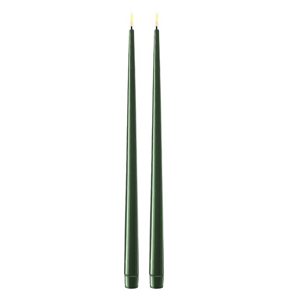Mørk grønne LED stearinlys - 2 stk. lak lys på 38 cm
