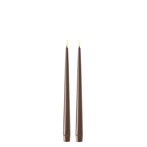 Mokka LED stearinlys - 2 stk. lak lys p 28 cm
