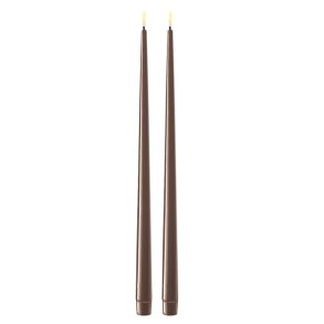 Mokka LED stearinlys - 2 stk. lak lys på 38 cm