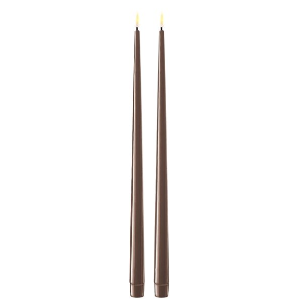 Mokka LED stearinlys - 2 stk. lak lys p 38 cm