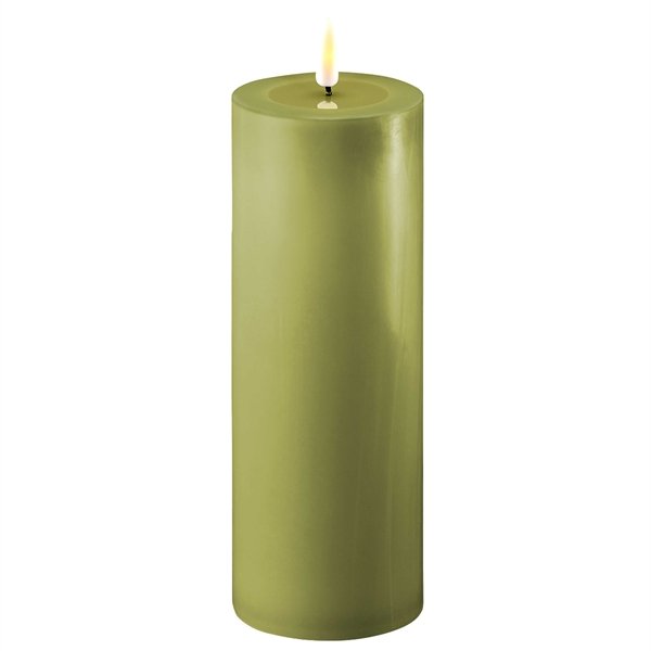 Oliven grnne LED bloklys - : 7,5 cm x 20 cm