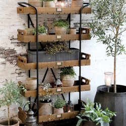 Reolvogn p hjul med 5 aftagelige trbakker