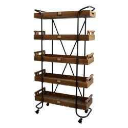 Reolvogn p hjul med 5 aftagelige trbakker