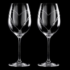 Two Hearts Rødvinsglas med Swarovski krystaller - 2 stk.