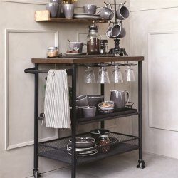 Serveringsvogn med bakke og ophng til vinglas