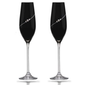 Black New Pen Champagneglas med Swarovski krystaller - 2 stk.
