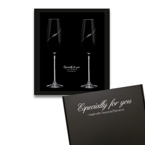Black New Pen Champagneglas med Swarovski krystaller - 2 stk.