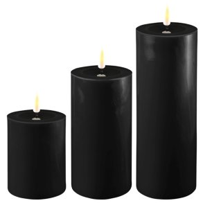 Sorte LED bloklys - Ø: 7,5 cm x 20 cm