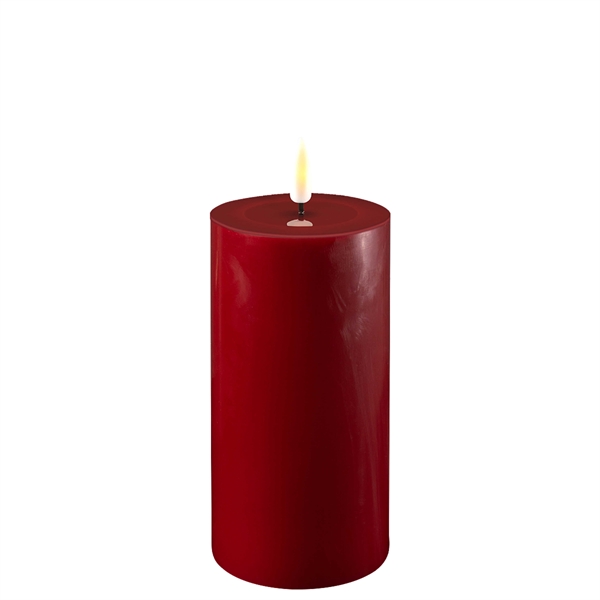 Bordeaux røde LED bloklys – Ø: 7,5 x 15 cm