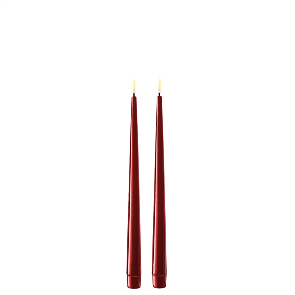 Bordeaux røde LED stearinlys - 2 stk. lak lys på 28 cm