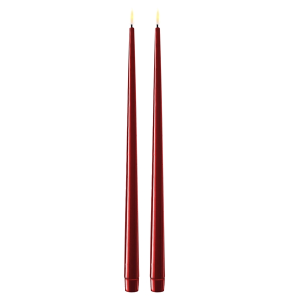 Bordeaux røde LED stearinlys – 2 stk. lak lys på 38 cm
