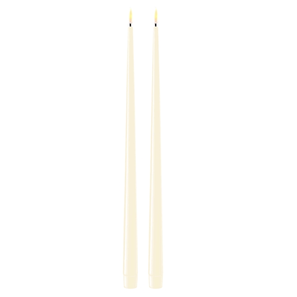 Cream LED stearinlys – 2 stk. lak lys på 38 cm