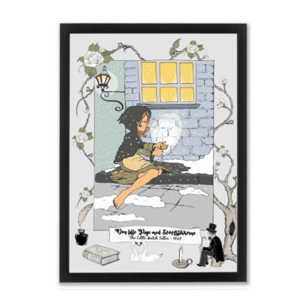 Den Lille Pige Med Svovlstikkerne - A4 plakat af H. C. Andersens eventyr