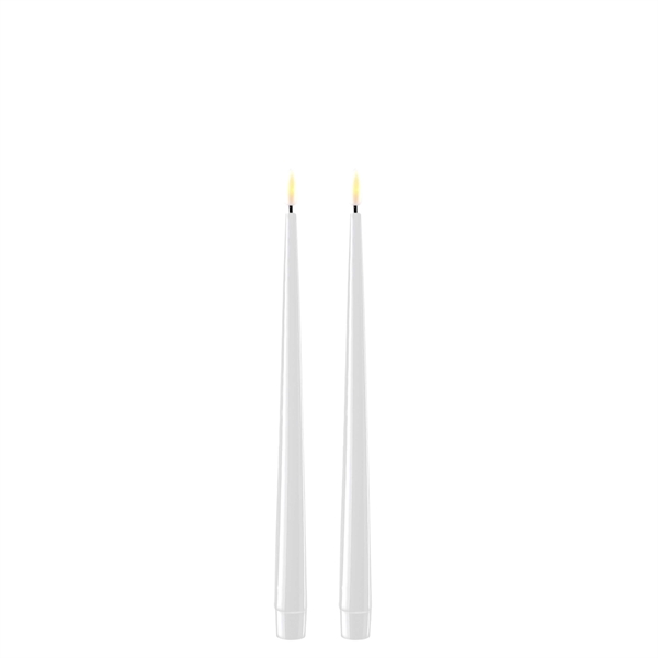 Hvide LED stearinlys - 2 stk. lak lys på 28 cm