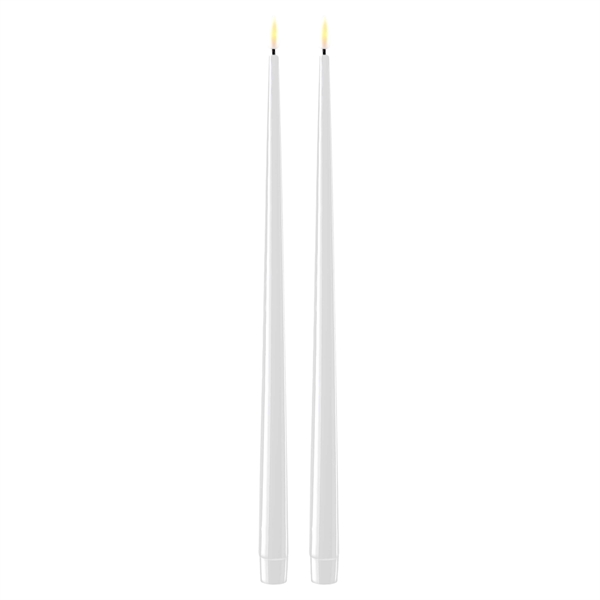 Hvide LED stearinlys - 2 stk. lak lys på 38 cm