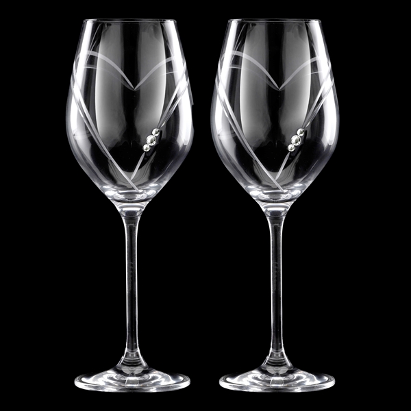 Two Hearts Hvidvinsglas med Swarovski krystaller - 2 stk. (0745114488503)