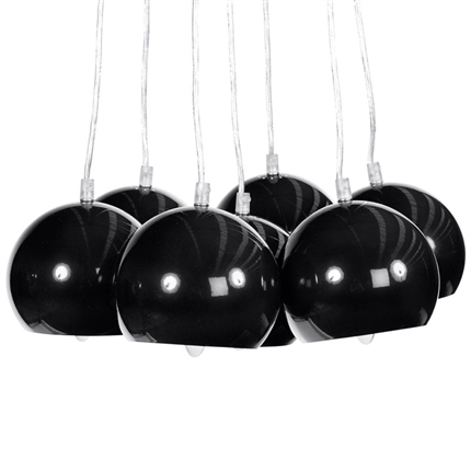 Billede af Loftslampe med 7 sorte pendler