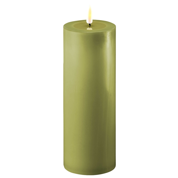Oliven grønne LED bloklys – Ø: 7,5 cm x 20 cm
