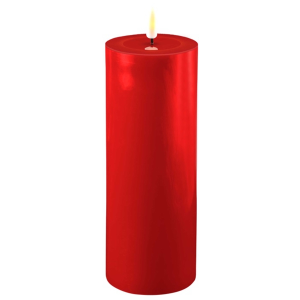 Rødt LED bloklys – Ø: 7,5 cm x 20 cm