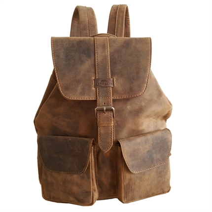 Billede af Rygsæk - "Old School" vintage taske i bøffellæder