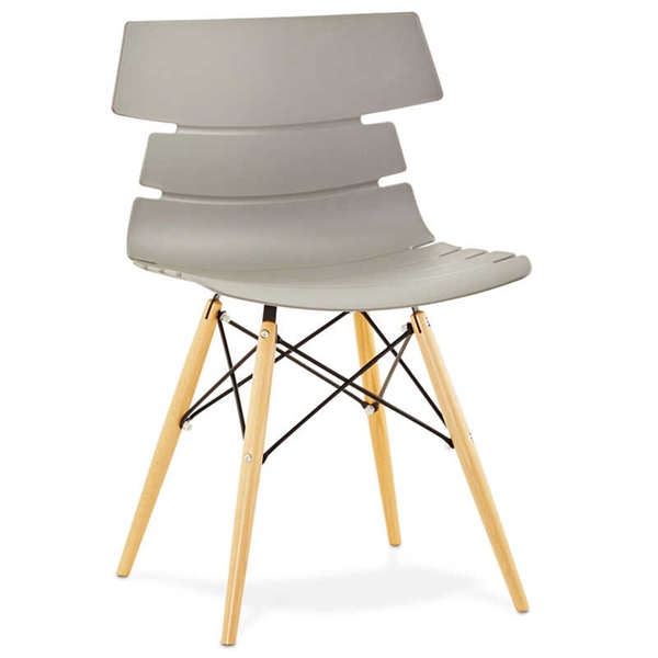 Spisebordsstol med ben i bøg og moderne gråt sæde